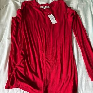 LOFT Vibrant Red Long Sleeve Tee